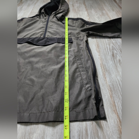 Brave Soul Green Black Lightweight 1/2 Zip Hooded Windbreaker Jacket Mens Sz S - Picture 10 of 11